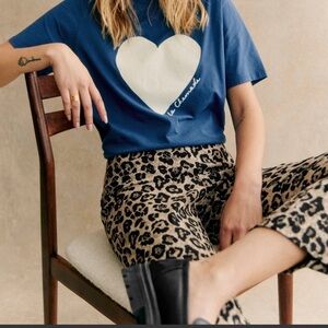 NWT Sézane Clara Trousers in Leopard Jacquard Pants 34